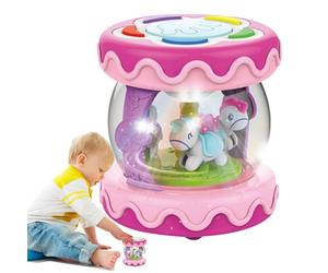 Jouets rotatifs lumineux - Tambour de carrousel musical, apprentissage sensoriel rampant | Activité éducative pour un tout-petit garçon de 12 mois, développement de la motricité, interaction