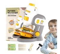 Jouets scientifiques pour - Kit de Microscope Manuel éducatif avec lumière LED, Instrument d'agrandissement à Piles, Appareil de découverte Portable | Instrument d'apprentissage captivant pour