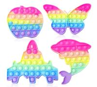 Jouets Sensoriels à Presser, 4 Pièces Silicone Anti Stress Jouets Pop Fidget It Toy Poppit Jouet Anti Stress Poppit Fidget Toy Set Sensorielle Jouet pour Enfants et Adulte Soulagement de L'anxiété