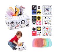 Jouets sensoriels Montesori - Boîte de mouchoirs éducatifs froissés | Foulards en peluche doux et colorés, carrés à contraste élevé pour le développement sensoriel, l'apprentissage et le jeu