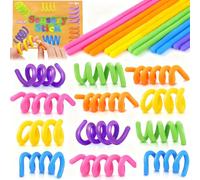 Jouets sensoriels texturés Bâtons en Silicone pour Le TDAH, autisme, Soulager l'anxiété et Le Stress, Fidget Toys Ensemble de Cordes de Voyage pour Enfants de 3 Ans et Plus et Adultes (Lot de 6)