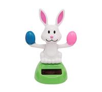 Jouets solaires pour fenêtres - Figurines de danse solaires - Voiture de dessin animé solaire Dancing Toy Bunny tenant des œufs, décorations de bureau à énergie solaire pour voiture, jouet de figurine