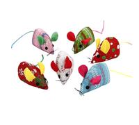 Jouets Souris pour Chats Interactifs, 6 Pièces en Tissu Queue Longue | Stimulation Physique et Mentale, pour Chat et Chaton, Usage Interactif, Lot de Six, Forme Souris Couleur Aléatoire