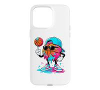 Joueur Basketball Basket-Ball Drip-Paint-Art 80s Basketball Coque pour iPhone 15 Pro Max