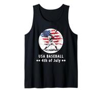 Joueur de baseball 4 juillet Attrape-drapeau américain et pichet Débardeur