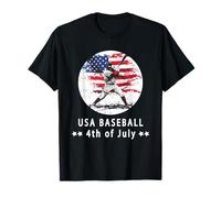 Joueur de baseball 4 juillet Attrape-drapeau américain et pichet T-Shirt