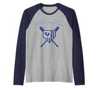 Joueur de Baseball de Palmetto State, SC Flag, South Carolina Sports Manche Raglan
