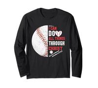 Joueur de baseball I can do all things through Christ Manche Longue