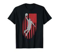 Joueur de Basket-Ball sautant Haut avec Fond Drapeau T-Shirt