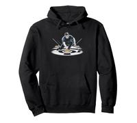 Joueur De Curling Pierre Balai Minimaliste Illustration Sweat à Capuche