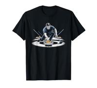 Joueur De Curling Pierre Balai Minimaliste Illustration T-Shirt