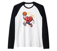 Joueur de Fan de Sport en Forme de cœur de Basket-Ball pour la Saint-Valentin Manche Raglan