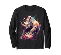 Joueur de Football Rhino Art éclaboussures de Peinture Manche Longue