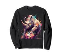 Joueur de Football Rhino Art éclaboussures de Peinture Sweatshirt