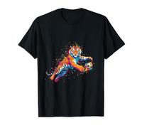 Joueur de Football Tigre Art éclaboussures de Peinture T-Shirt