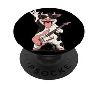 Joueur de Guitare Cool Cow Cartoon Funny Animal Rock Music PopSockets PopGrip Adhésif