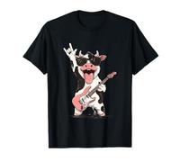 Joueur de Guitare Cool Cow Cartoon Funny Animal Rock Music T-Shirt