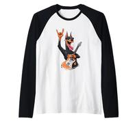 Joueur de Guitare Cool Doberman Rock Music Funny Dog Design Manche Raglan