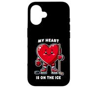 Joueur de Hockey sur Glace pour la Saint-Valentin My Heart is on The Ice Coque pour iPhone 16