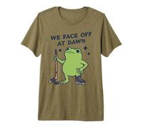 Joueur de Hockey We Face Off At Dawn Frog T-Shirt Haut de Gamme