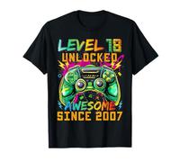 Joueur de jeu vidéo de 18e anniversaire débloqué de niveau 18 depuis 2007 T-Shirt