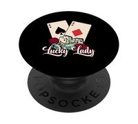 Joueur de poker Lucky Lady | Casino de jeu | Joueur PopSockets PopGrip Adhésif