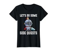 Joueur de RPG : Faisons Quelques quêtes Secondaires : Knight Warrior Player T-Shirt Graphique avec Valeur, Femme, Noir, XL