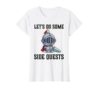 Joueur de RPG : Faisons Quelques quêtes Secondaires : Knight Warrior Player T-Shirt Graphique avec Valeur, Femme, Blanc, M