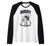 Joueur de Rugby conçu pour Impact Funny Rhino Elephant Tackle Manche Raglan