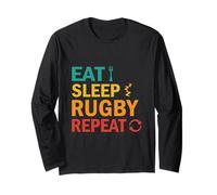 Joueur de rugby Eat Sleep Repeat Funny Rugby pour hommes, femmes et enfants Manche Longue