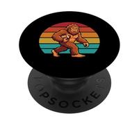 Joueur de Sasquatch Bigfoot Football Retro Sunset PopSockets PopGrip Adhésif