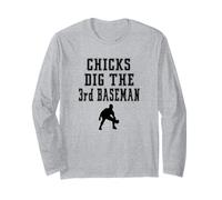 Joueur Graphique Chicks Dig The 3rd Third Baseman Funny Saying Manche Longue