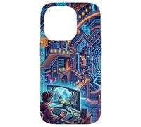 Joueur PC Cyberpunk futuriste et RPG rétro Pixel Art Fantasy Coque pour iPhone 14 Pro