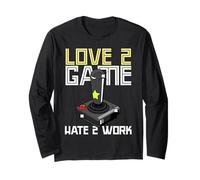 Joueur pour Adultes à l'ancienne Love 2 Game Hate 2 Work Manche Longue