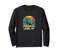Joueur rétro Jurassic Level Up Pixel Dinosaur Manche Longue