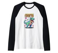 Joueur rétro Jurassic Level Up Pixel Dinosaur Manche Raglan