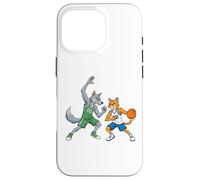 Joueurs de Chat Roux et de Loup Amusants de Basket-Ball Coque pour iPhone 16 Pro