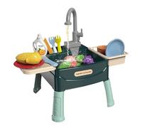 Jouez à la Cuisine, jouez Un évier avec de l'eau Courante pour Les Enfants 3+, 23pcs / Set Set Plastic Plastic Sink with Fruit Veget Coup et Working Tap, Reusable Water Toys for Boys Girls