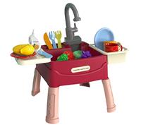 Jouez à l'évier avec de l'eau Courante 1 Set électrique Rotation Ratalt Robinet Toddler évier avec Un Panier de Drainage et Une Table Coupe Interactive Spacacy Kids Play for Role Toys Games