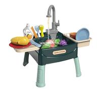 Jouez à l'évier avec de l'eau courante pour les enfants 3+, 23pcs / ensemble pavé de jouets en plastique sûr avec coupe de légumes de fruits et robinet de travail, eau réutilisable Play Toys for Boys