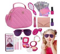 Jouez à un sac à main | 27 pièces Little Girl Purse Toy | Fausse sac à main de maquillage, sacs à main en jouet comprend un portefeuille, des téléphones, des lunettes de soleil, des clés, des cartes d