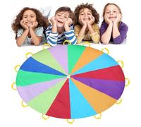 Jouez au Parachute avec poignées,Jouez au Parachute pour Les,Jeu de Tente de Jouet de Parachute Arc-en-en Tissu pour l'école | Jouet de Cours de Gymnastique pour stimuler la vitalité Physique avec po