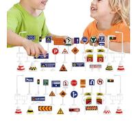 Jouez aux panneaux de signalisation pour les ,Jouets de panneaux de signalisation pour les - Ensemble de jeu de panneaux routiers pour - Jouets de signaux de passage pour piétons amusants et significa