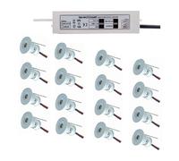 JOUFNING 16PCS Mini Spot LED 1 W, Applique Murale D'arrière-Plan Dissimulée 12 V, Spot Encastrable 15 Mm À Intensité Variable, pour Escalier, Placard, Couloir, Vitrine(Neutral White 4000k,120°)