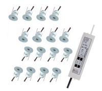 JOUFNING 16PCS Mini Spot LED Encastrable 1 W, 15 Mm, 12 V, Éclairage D'arrière-Plan Dissimulé, Éclairage D'escalier, Éclairage Paysager, pour Placard, Couloir, Vitrine(Red Light,120°)