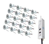 JOUFNING 20PCS Spots Encastrés - Mini Spot LED 1 W, Éclairage Mural/plafonnier Encastré 12 V, Spots Encastrés À Intensité Variable 15 Mm(Red,30 Degrees)