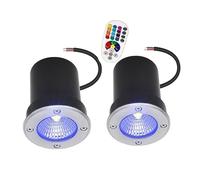 JOUFNING 2PCS Lumière Jardin Enterré - Spot Encastrable LED Exterieur 6 W, Lampe De Sol Encastrée Étanche IP67, Projecteur De Bassin RVB 12 V/24 V, avec Télécommande(6W(12V))
