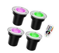 JOUFNING 4PCS Lumière Jardin Enterré - Spot Encastrable LED Exterieur, Éclairage Paysager RVB 3 W, Spot LED Encastrable Au Sol Étanche IP65, Éclairage De Puits De Jardin Basse 12 V-24 V(3W(24V))