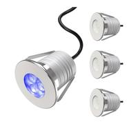 JOUFNING 4PCS Projecteur De Sol Lumières - Spot À Faisceau LED Exterieur, Lampe Enterrée Basse Tension 3 W 12 V-24 V CC, Projecteur De Fontaine Étanche IP68, pour Ruisseau, Cascade(Blue)