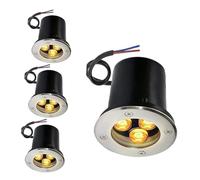 JOUFNING 4PCS Spots LED De Sol pour Paysage - Spots D'extérieur Ronds Enterrés 3 W, Spot Encastré en Acier Inoxydable Étanche IP67, Spots LED pour Puits(Warm White,3W(12V))